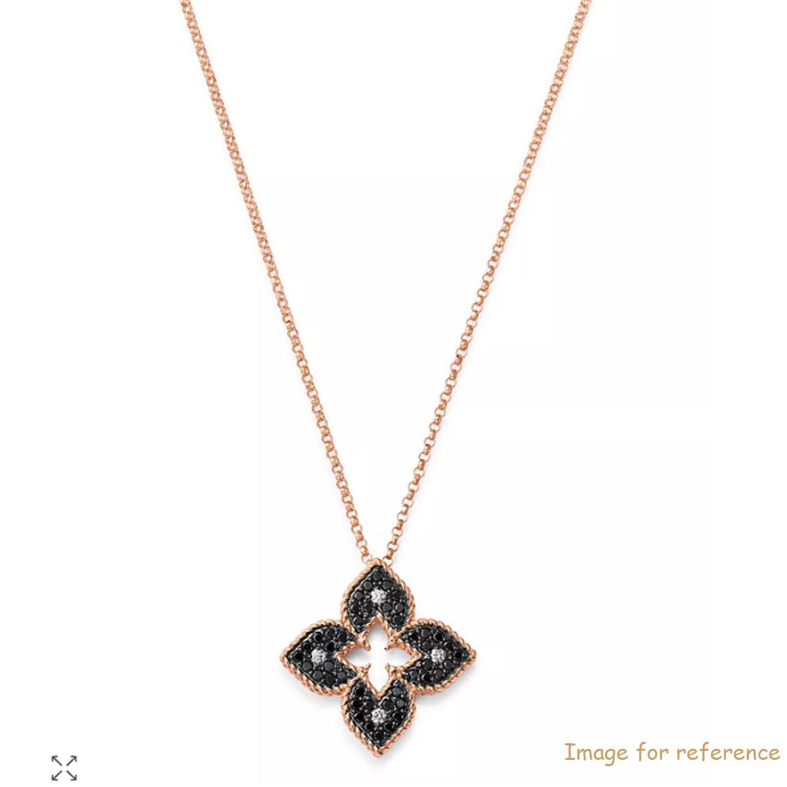 18K Rose Gold vermeil jewelry manufacturer Petite Venetian Black & White cz Pendant Necklace