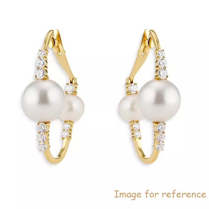 18K Yellow Gold Spectrum CZ & Cultured Freshwater Pearl Hoop Earrings customized jewelry manufacturer