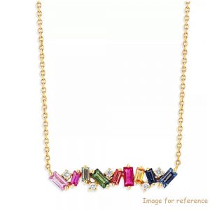 18K Yellow Gold Vermeil Jewelry Manufacturer Customised Rainbow CZ Fireworks Bar Necklace