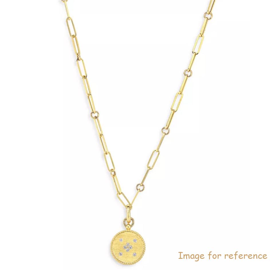 By your design 18K Yellow Gold Venetian Princess CZ Medallion Lariat Necklace