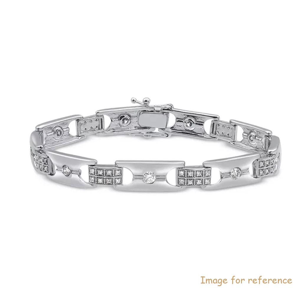 CZ Link Bracelet in 14K White Gold plated sterling sivler jewelry manufacturer