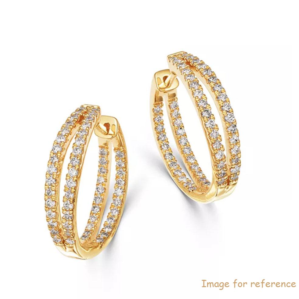 Custom Double Split Row Inside Out Hoop Earrings in 14K Yellow Gold jewelry manufacturer Custom Double Split Row Inside Out Hoop Earrings in 14K Yellow Gold jewelry manufacturer