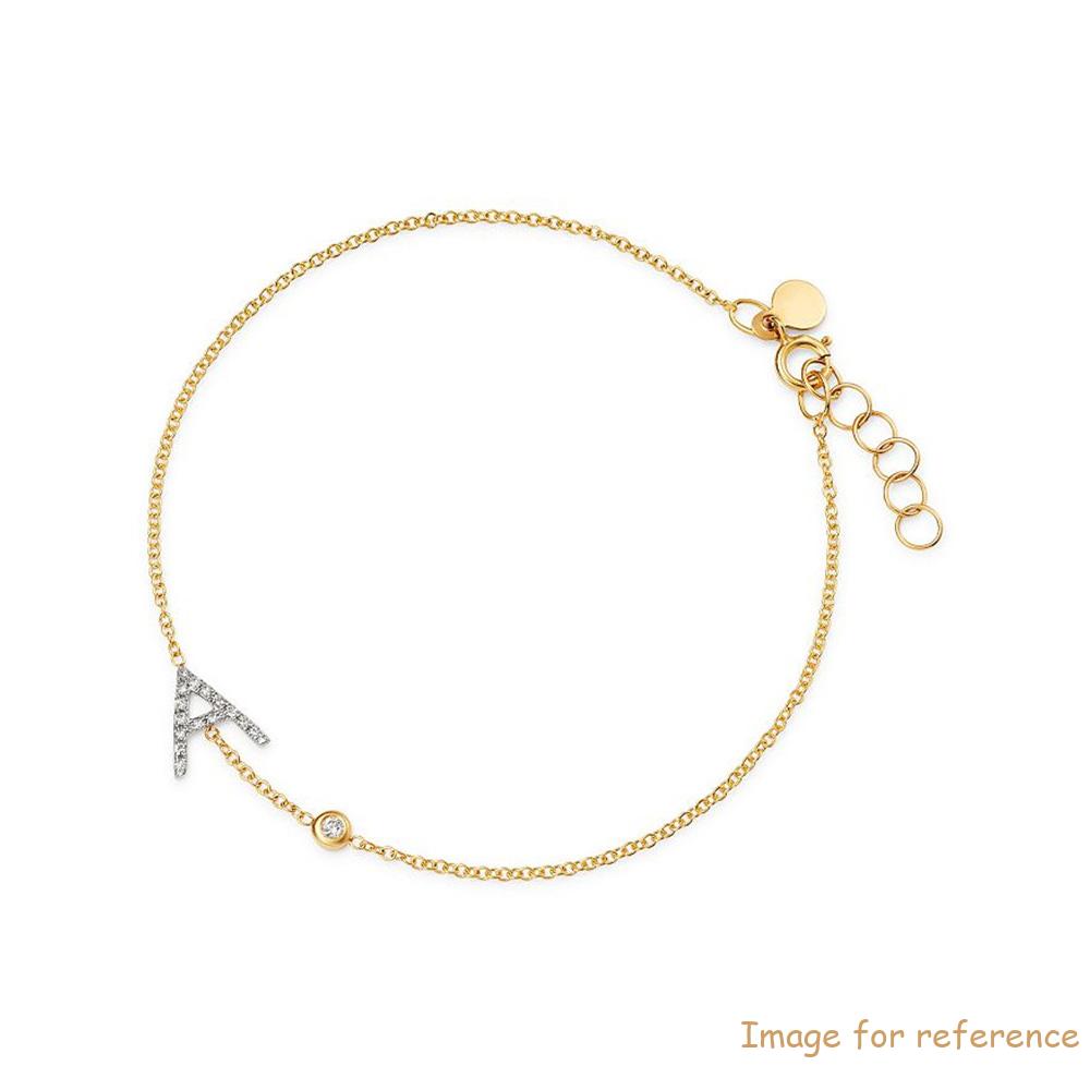 14K Yellow Gold Vermeil CZ Initial & Bezel Bracelet custom OEM jewelry supplier