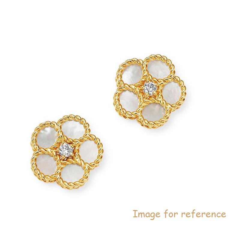 18K Yellow Gold Vermeil Daisy Mother o fPearl & CZ Stud Earrings custom wholesale jewelry suppliers