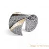 18K Yellow Gold and Sterling Silver Classic Black Sapphire and Black Spinel Extra Wide Cuff Bracelet