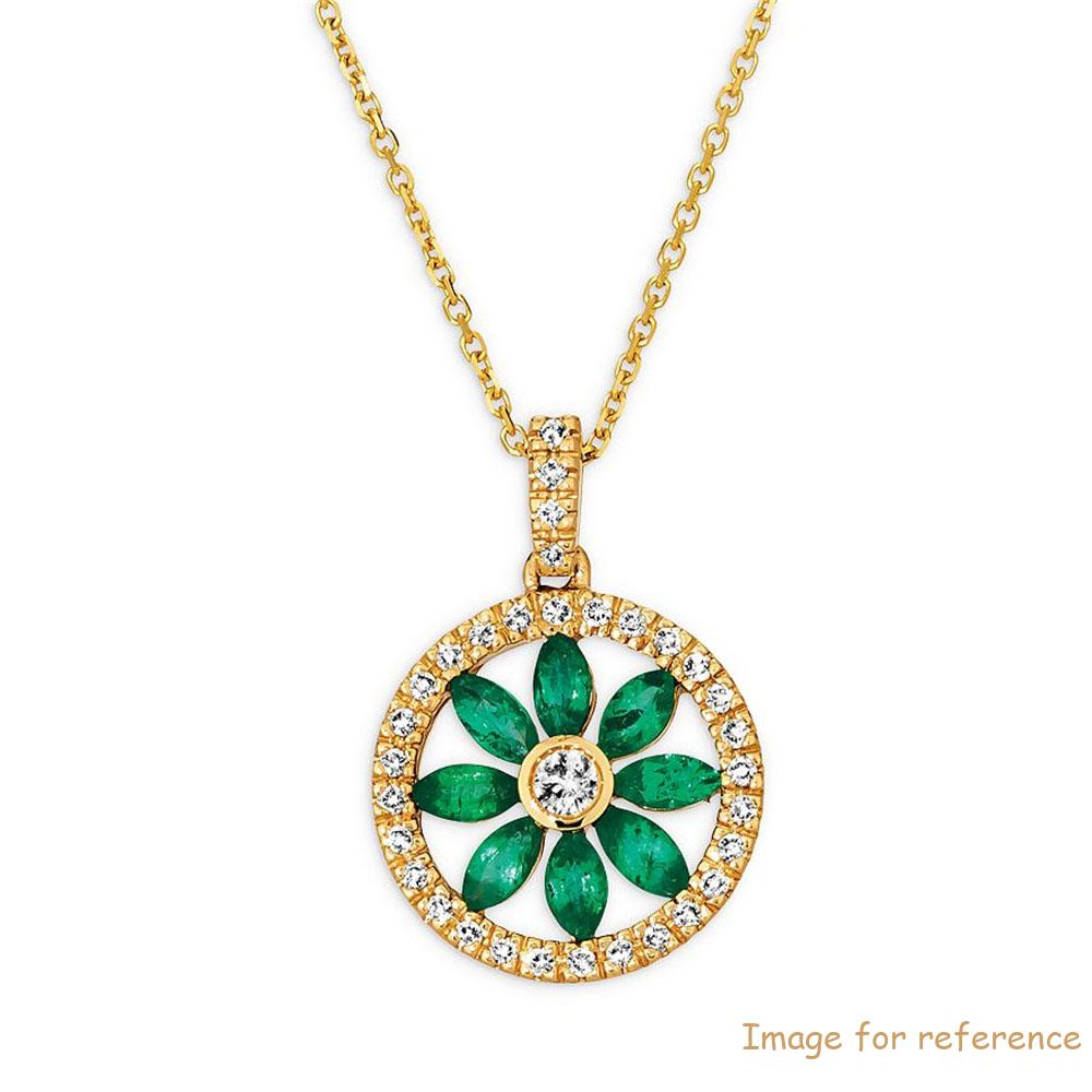 Personalizado 925 Colar de pingente floral cúbico de prata em vermeil de ouro amarelo de 14k