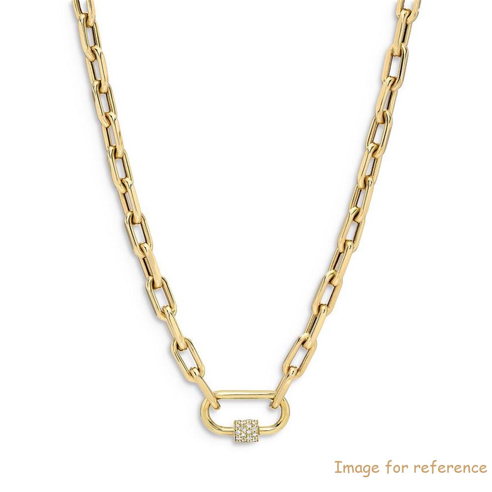 Design made 14K Yellow Gold Vermeil Large Open Link Chain with CZ Carabiner Necklace jewelry supplier wholesaler