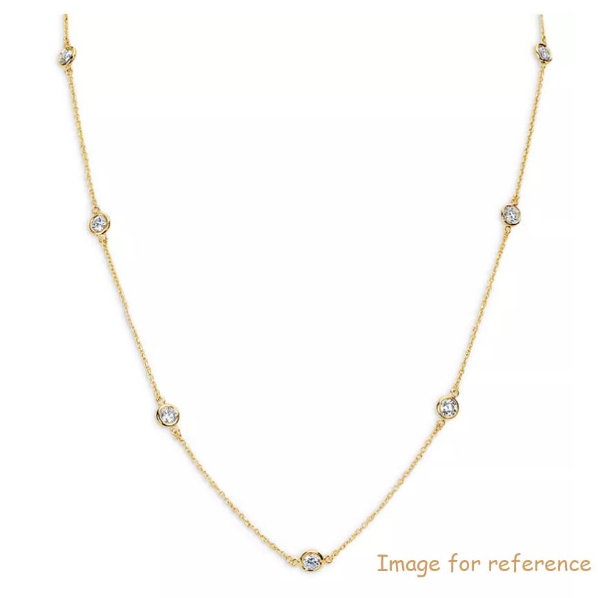ألمانيا 925 silver jewelry user custom made CZ Bezel Station Necklace in 14K Yellow Gold Vermeil