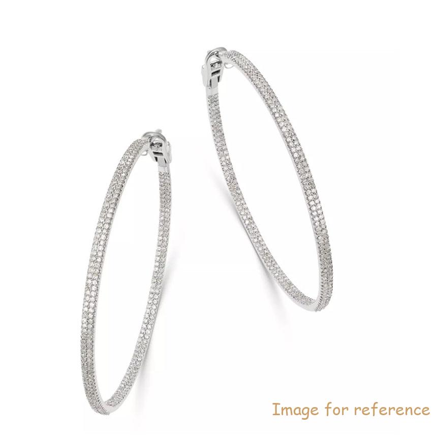 Jewelry wholesaler custom made CZ Inside Out Large Hoop Earrings in 14K White Gold