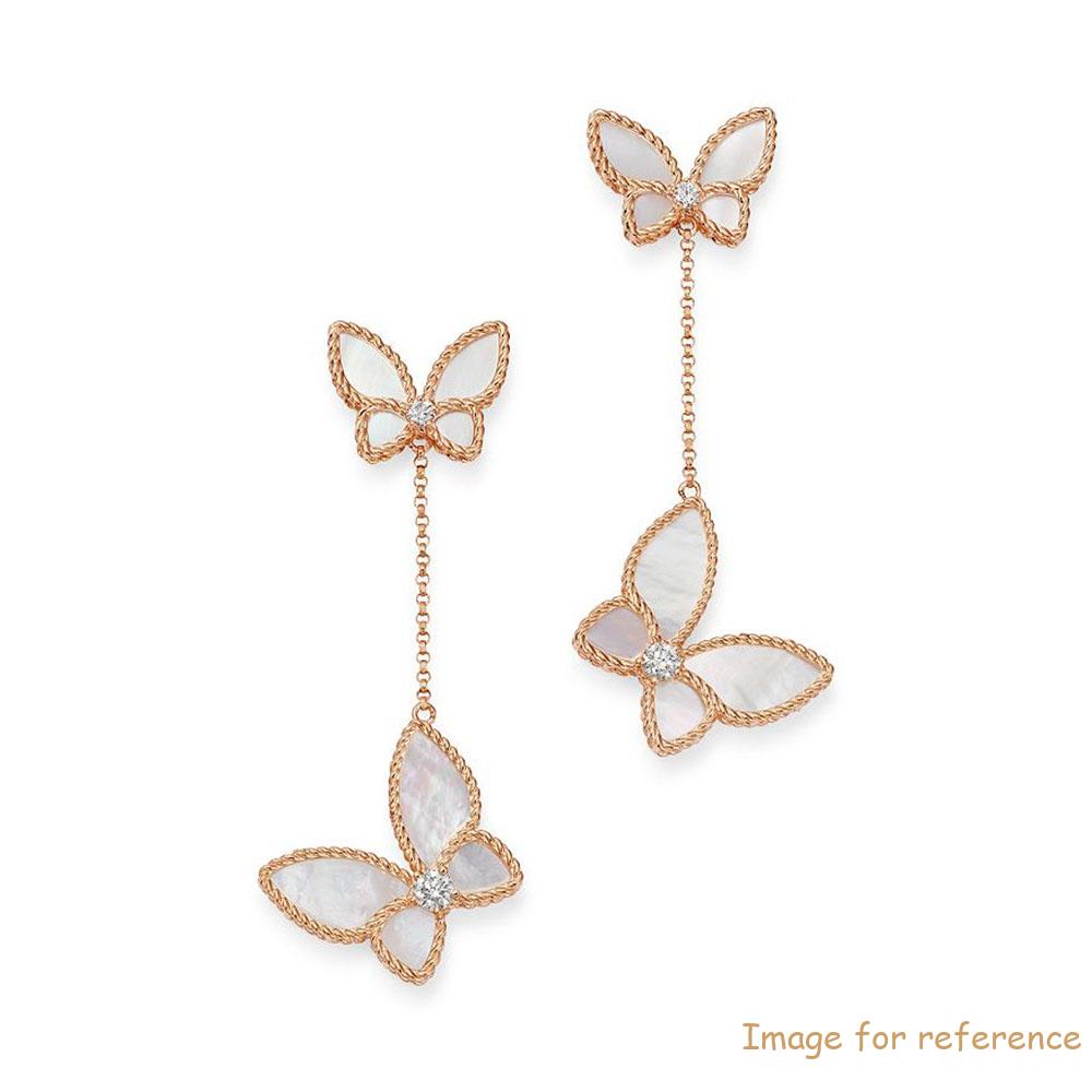 Making design your 18K Rose Gold Mother of Pearl & CZ Butterfly Drop Earrings manufacturer