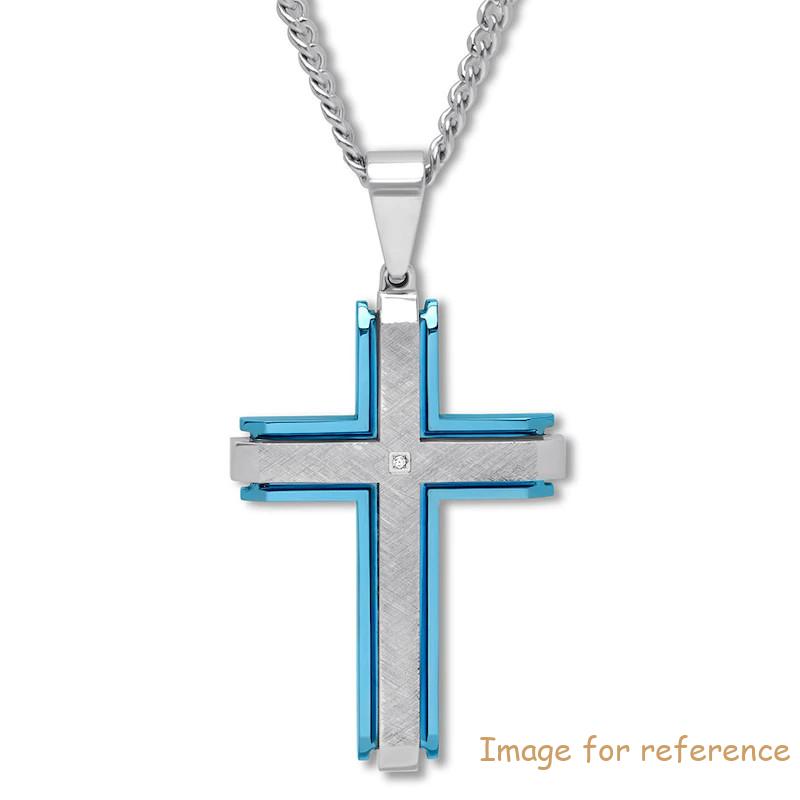 Men's Cross Necklace CZ Accent Stainless Steel customized jewelry manufacturer