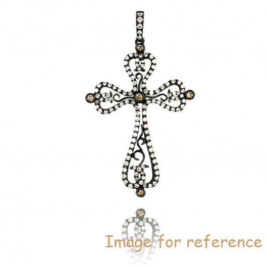 925 Sterling Silver Hammered Cross Pendant Necklace