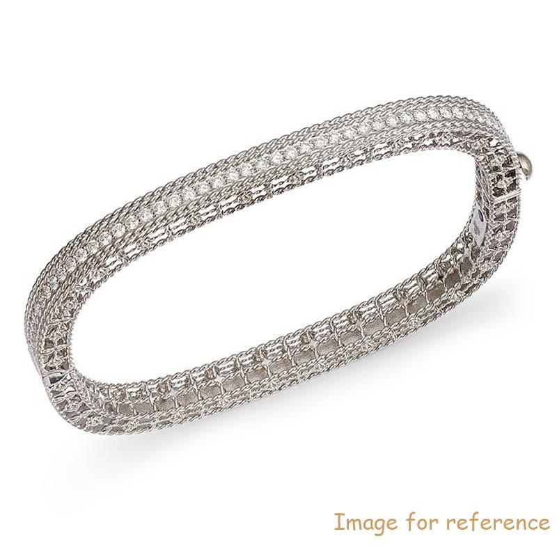 Custom 18K White Gold Vermeil Princess CZ Bangle Bracelet made