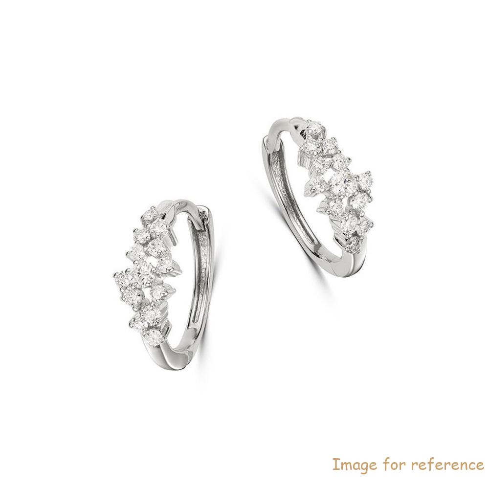Custom Made jewelry CZ Huggie Hoop Earrings in 14K White Gold Plated