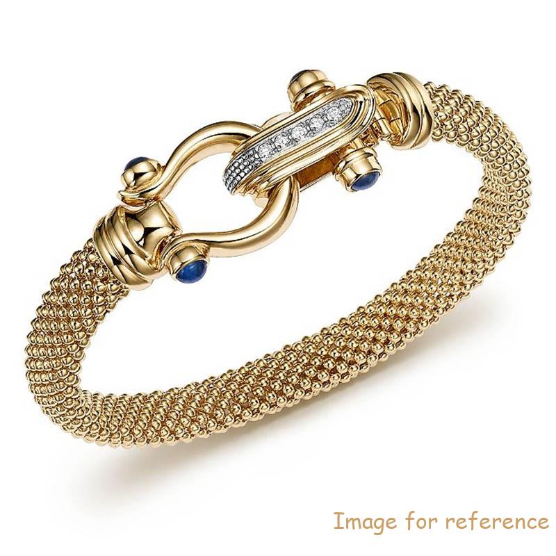 Joyería personalizada, OEM ODM 14K Yellow Gold Vermeil Beaded Mesh Bracelet with CZ Clasp