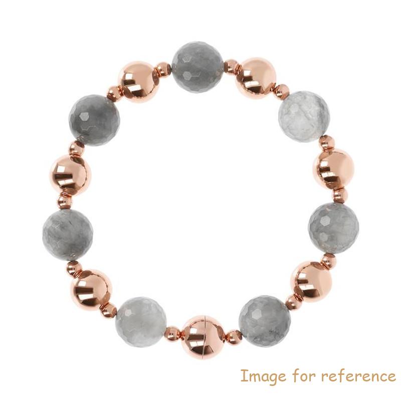 Custom made jewelry Bracelet with Cloudy Quartz, Golden Rose Spheres and Magnetic Clasp