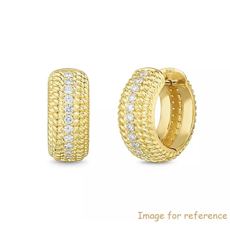 Custom silver maunfacturer,18K Yellow Gold Plated CZ Opera Huggie Hoop Earrings