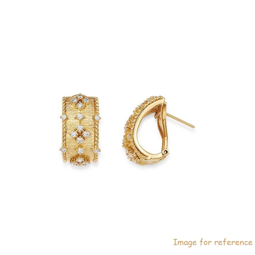 Sterling silver custom CZ Omega-Back Earrings in 18K Textured Yellow Gold Vermeil jewelry