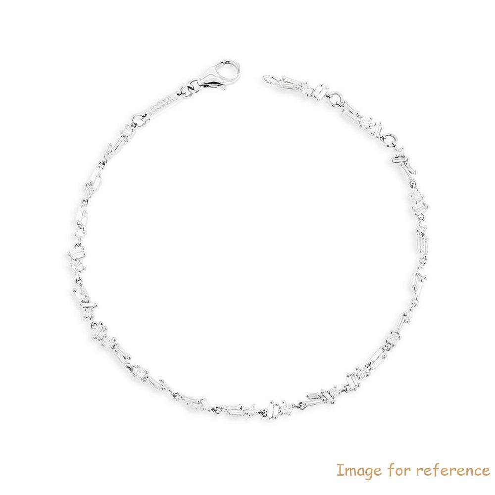 custom jewelry supplier,18K White Gold Plated Fireworks CZ Baguette Link Bracelet OEM ODM