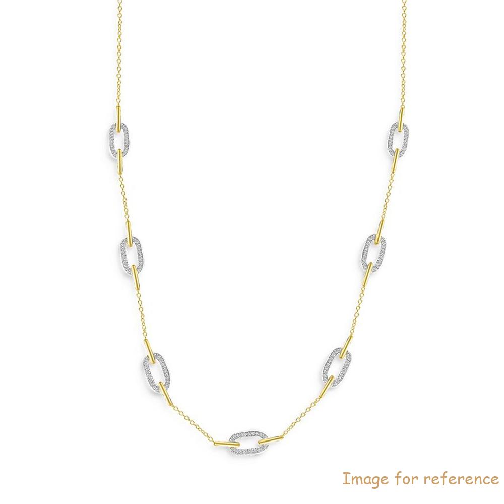 custom necklace manufacturer,CZ Paperclip Link Necklace in 14K Yellow and White Gold Vermeil
