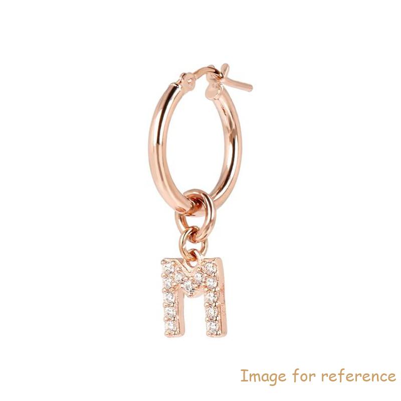 Create Personalise Hoop Earring with Removible Pavé Letter in 18k rose gold vermeil for girl Create Personalise Hoop Earring with Removible Pavé Letter in 18k rose gold vermeil for girl