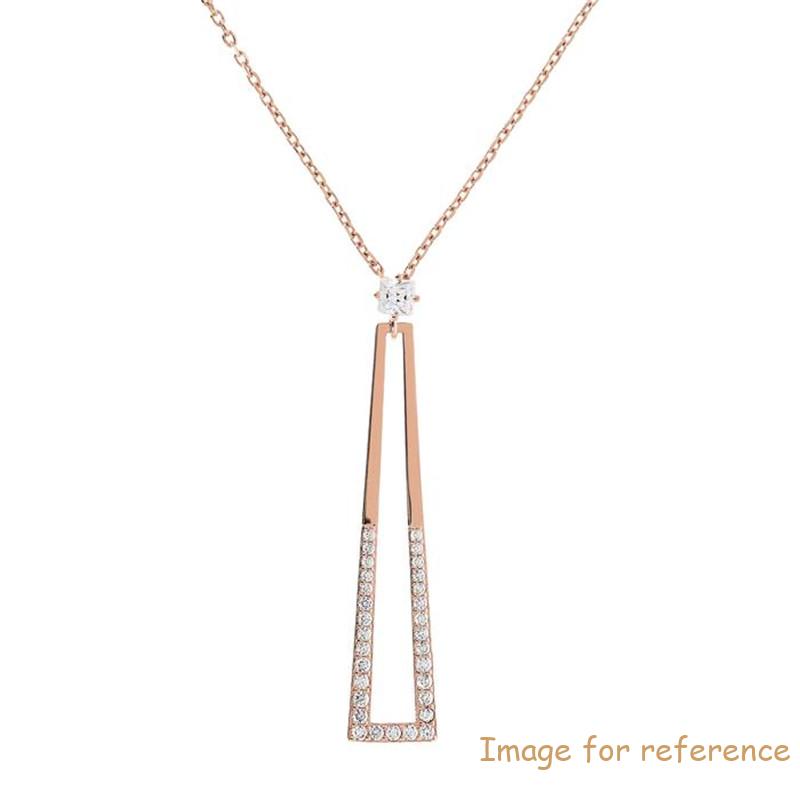 Custom Jewelry Geometric Pendant and Cubic Zirconia Necklace in 18k rose gold vermeil