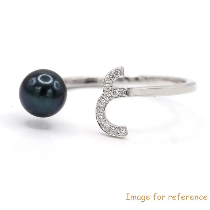 Custom Made Silver Jewellery in cubic zirconia pearl open ring