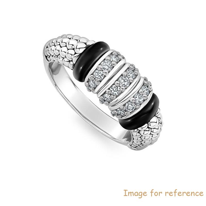 Custom made Sterling Silver Black Caviar CZ & Black Ceramic Statement Ring jewelry OEM ODM manufacturer