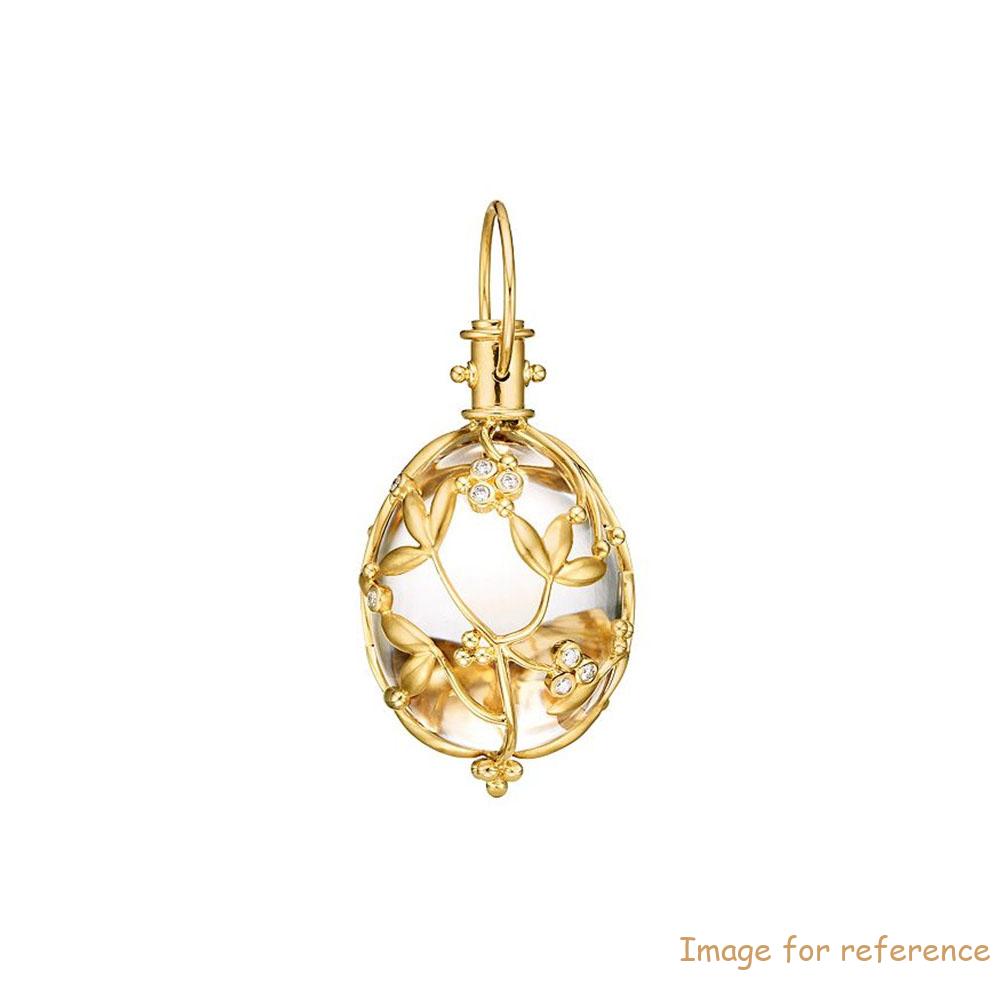 Custom necklace jewelry, OEM 18K Yellow Gold Vermeil Vine Amulet with Rock Crysta CZ and Extra Long 18K Oval Chain Necklace