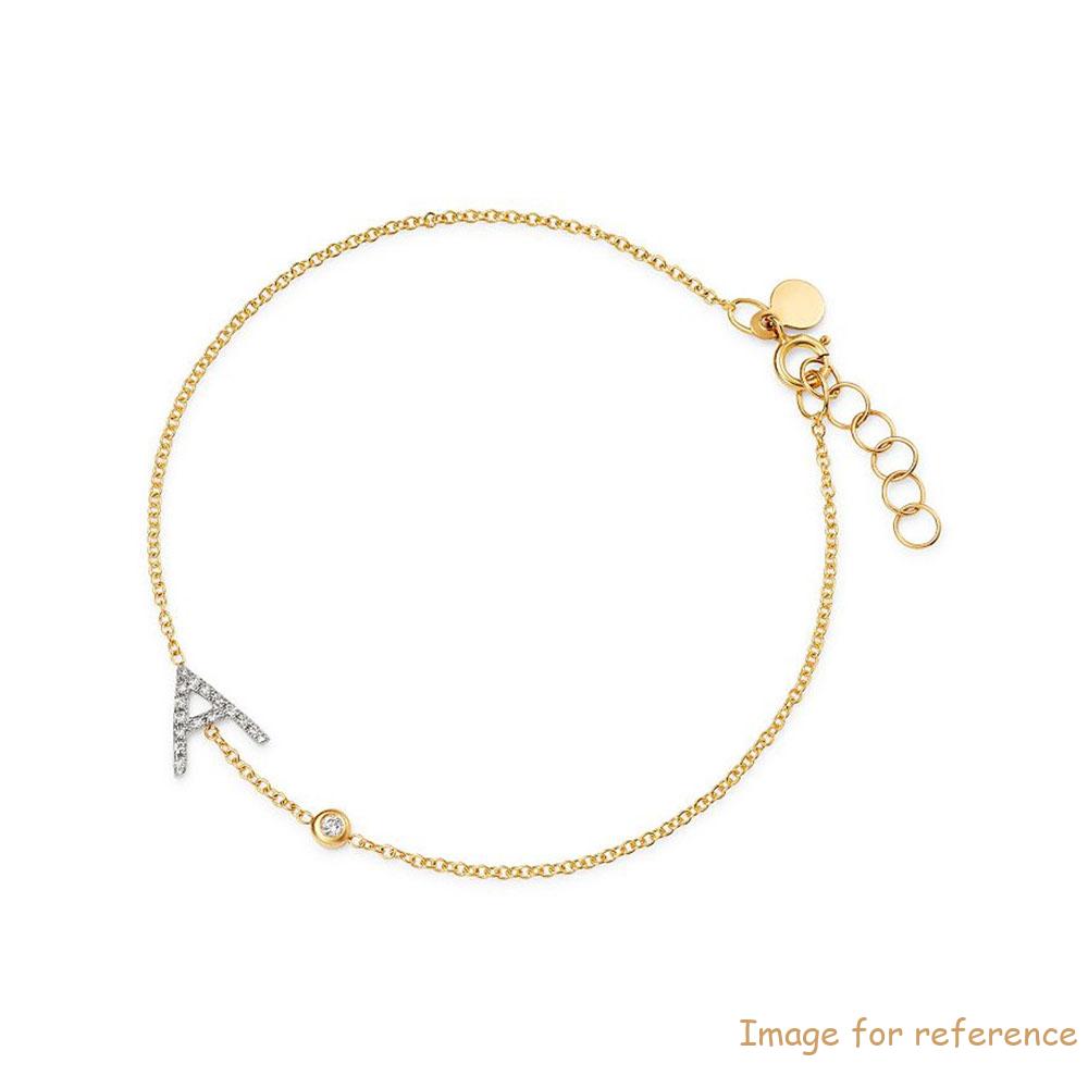 Atacadista de jóias personalizadas , OEM 14K de ouro amarelo CZ inicial & Pulseira da moldura