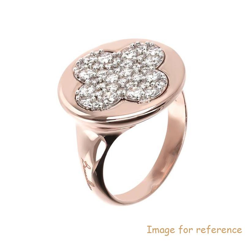 Custom Four Leaf Clover Pavé Signet Ring for sterling silver jewelry designer