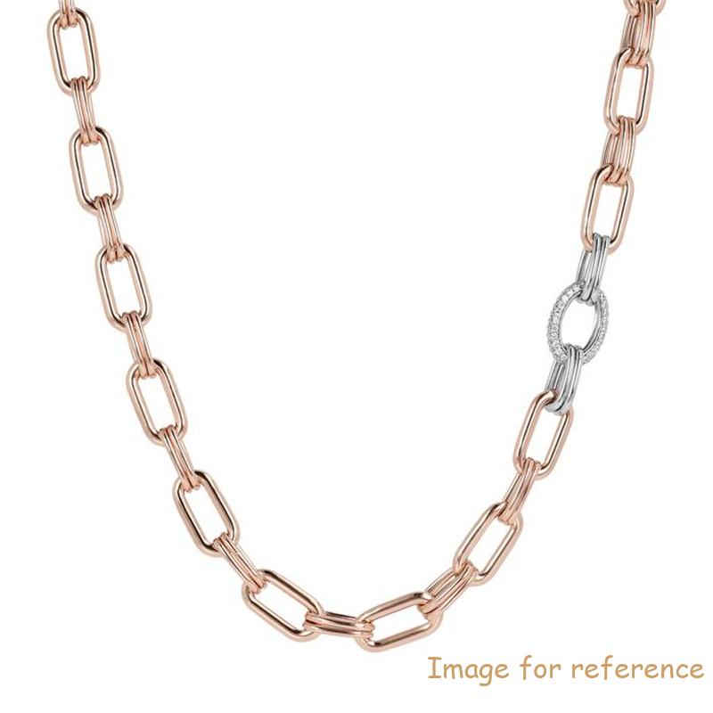 Custom Oval Chain and Cubic Zirconia Necklace in 18k rose gold vermeil