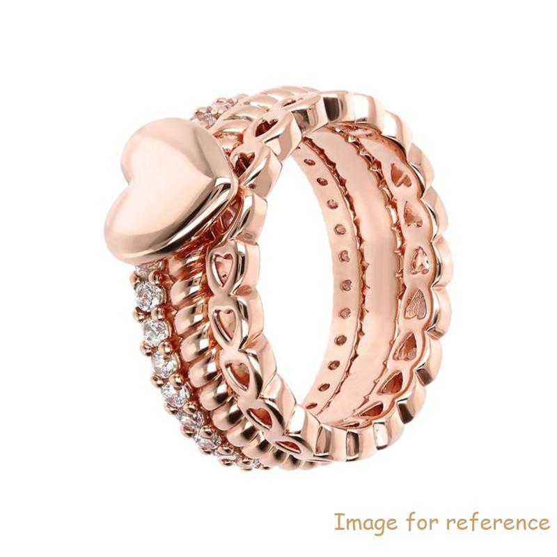 Custom manufacturing special golden Rose Plated Ring Set with Hearts and Cubic Zirconia