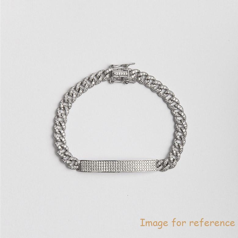 Cutom made cubic zirconia curb bracelet with plate,make your own jewellery design