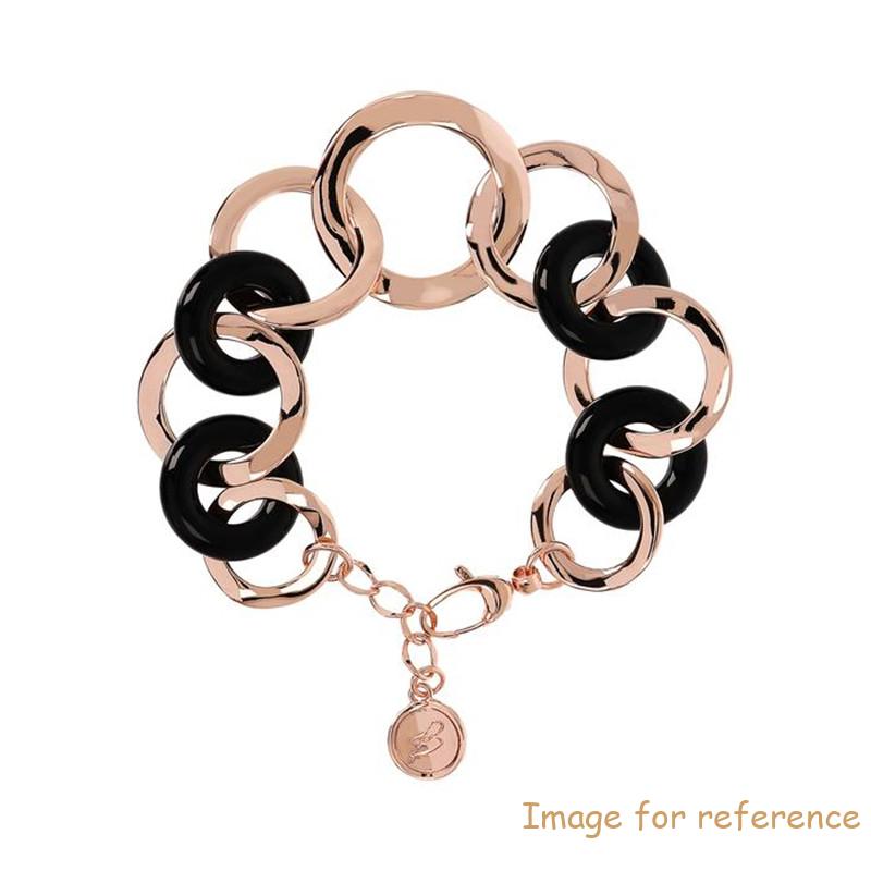 China 18k rose gold vermeil jewelry suppliers custom design your flat Link and Black Onyx Bracelet