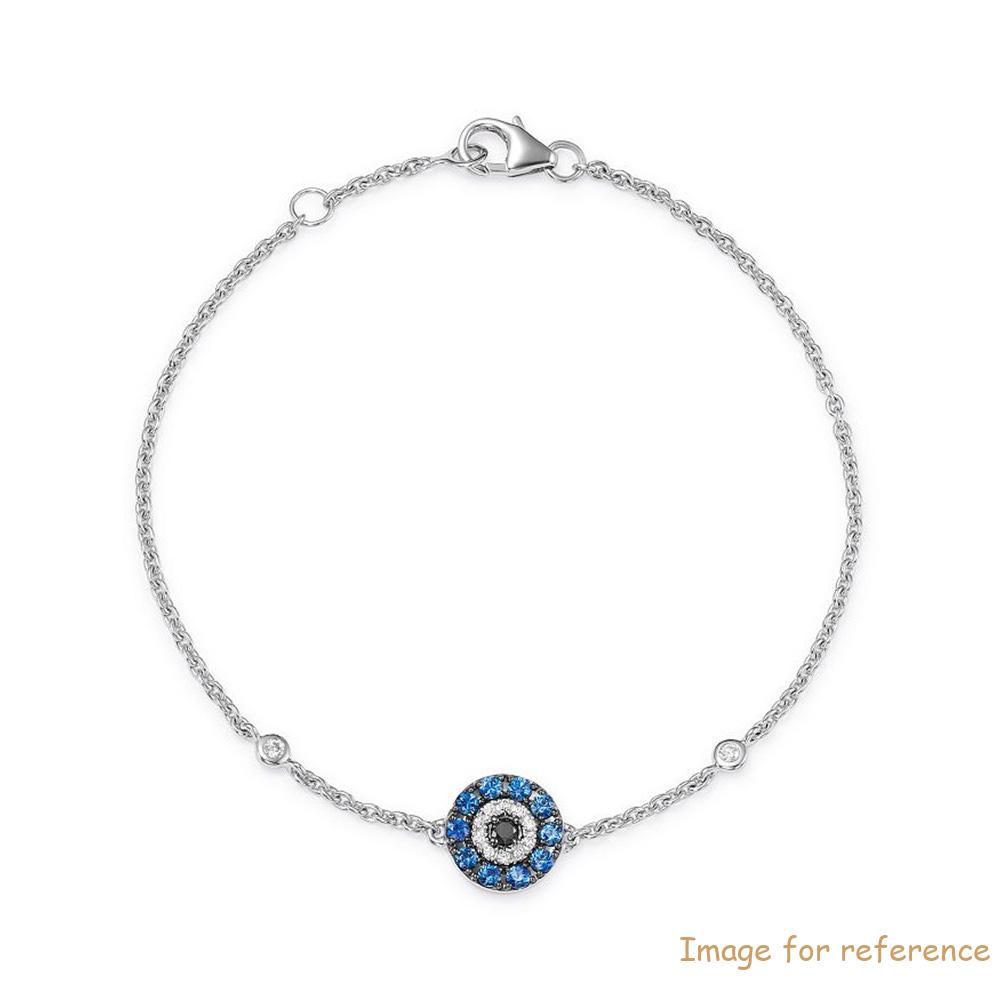 925 Sterling Silver Wholesale China Custom Design Blue And White Cz Evil Eye Bracelet In 14k White Gold Plated