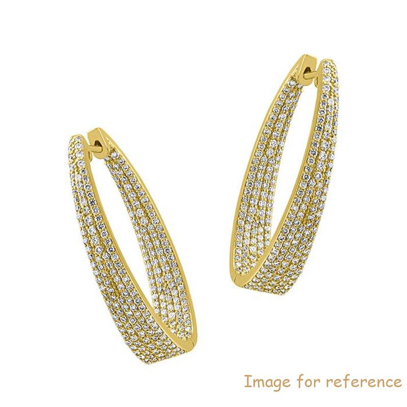 Belgian 925 silver jewelry manufacturer custom made cz inside-out oval hoop earrings in 14k yellow gold vermeil