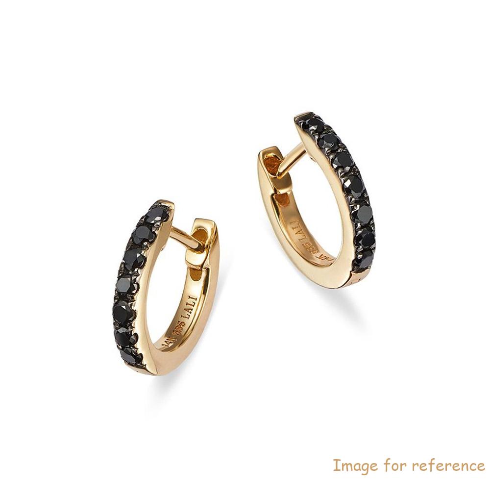 Brazilian gold plated jewelry wholesaler custom made black cz huggie hoop earrings in 14k gold plated