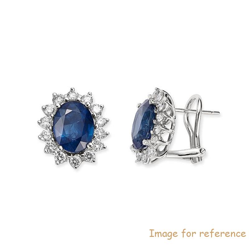 Cubic Zirconia Jewelry Wholesale China Custom Design Blue Cz Stud Earrings In 14k White Gold Plated