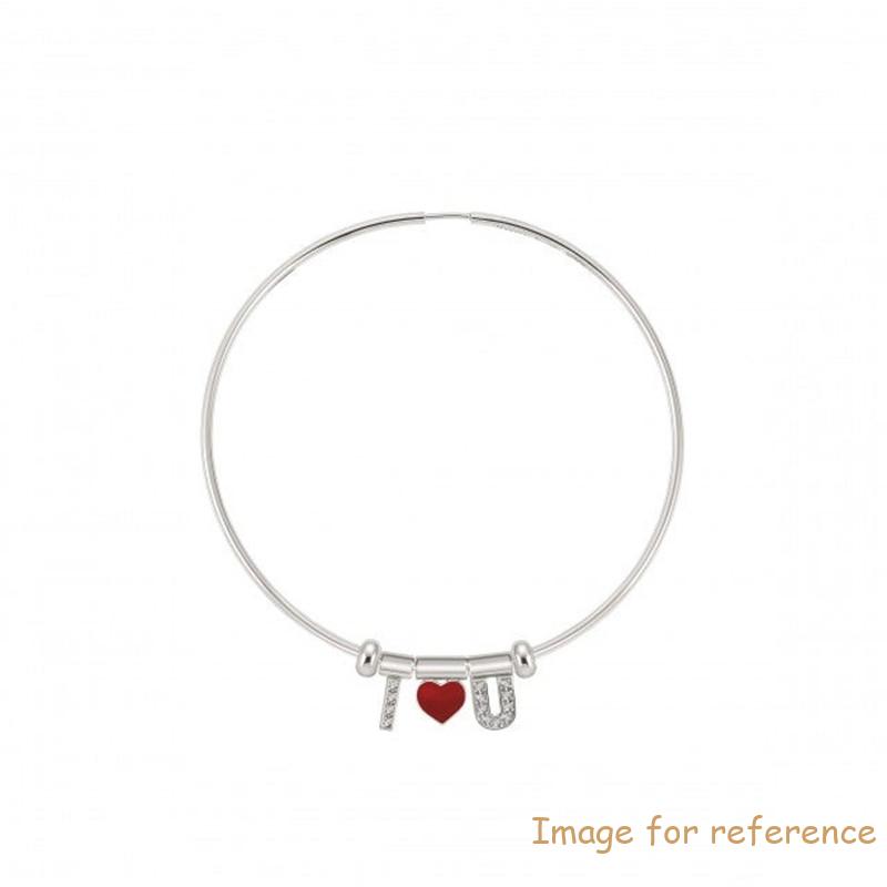 Custom design rhodium treated sterling silver earring, I LOVE YOU 100% safe to sensitive skin
