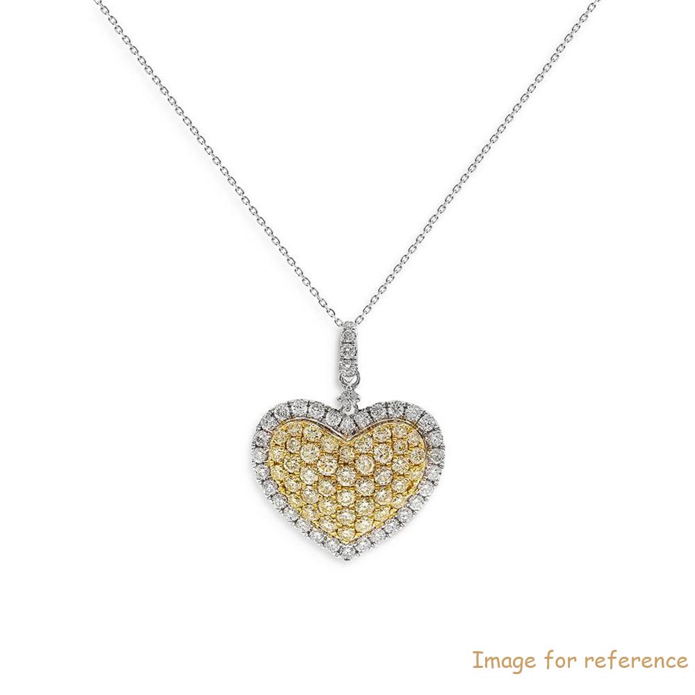 Custom made jewelry wholesaler order 3000 pieces of yellow & white cz heart pendant necklace in 14k white & yellow gold vermeil