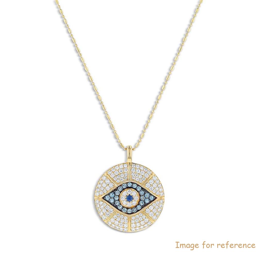 Design your own jewelry wholesale multi gemstone & cz evil eye pendant necklace in 14k yellow gold vermeil