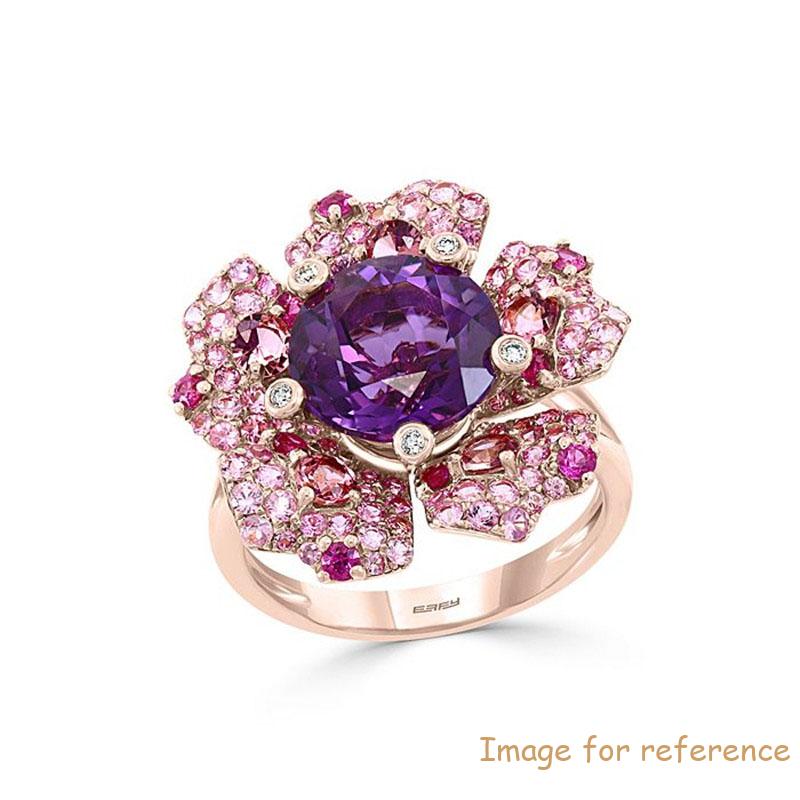 The custom jewelry manufacturer from danmark design made multi-gemstone & cz flower ring in 14k rose gold vermeil
