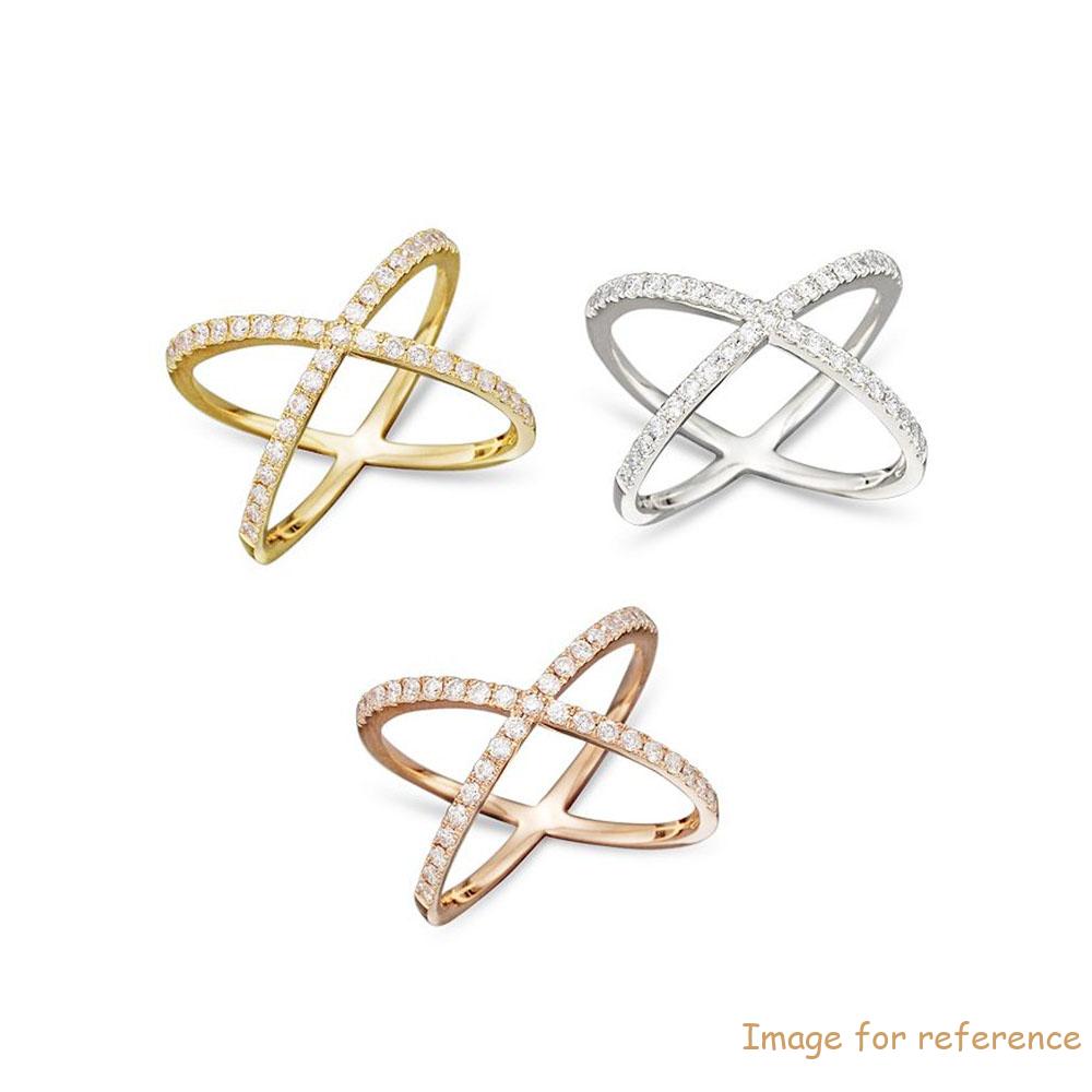 2021 Factory Wholesale Custom Design Fashion Luxury Women's Ring CZ X Band in 14K Gold Vermeil 2021 Factory Wholesale Custom Design Fashion Luxury Women's Ring CZ X Band in 14K Gold Vermeil