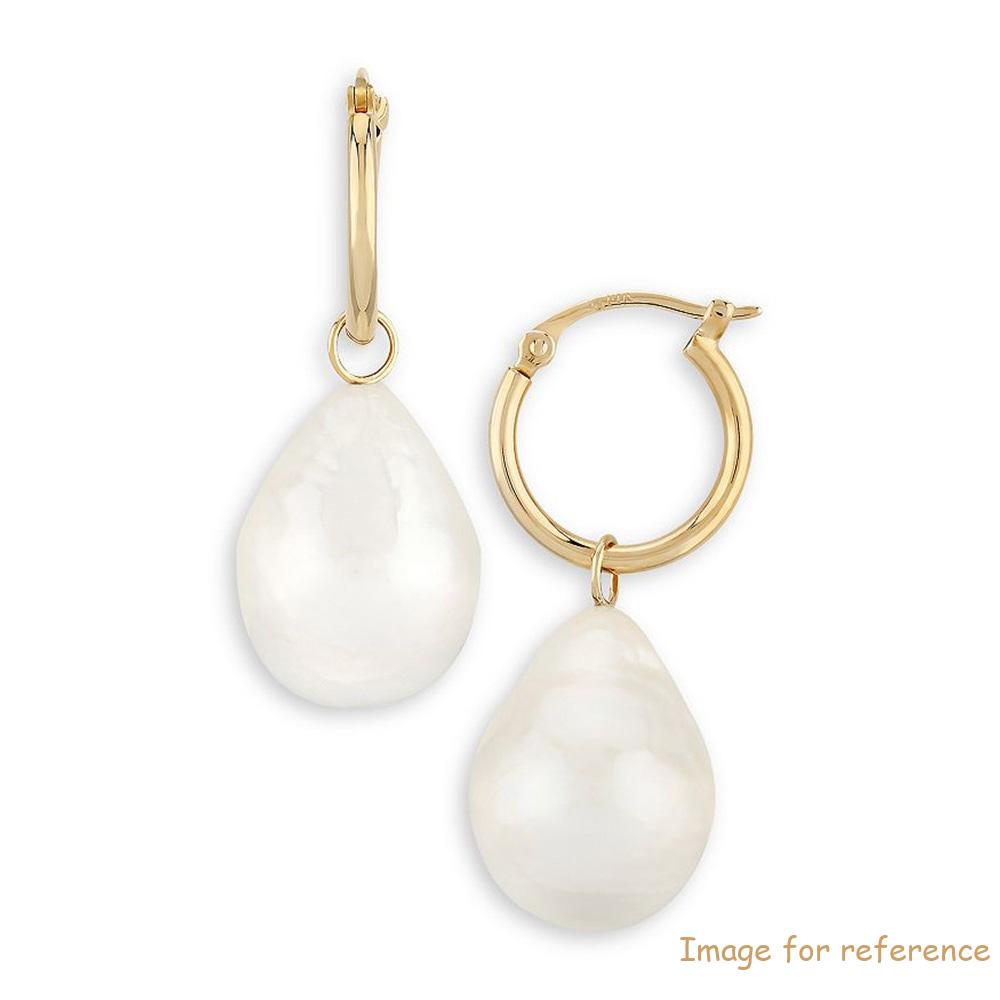 Custom jewelry for Baroque Pearl Drop Hoop Earrings in 14K Gold Vermeil