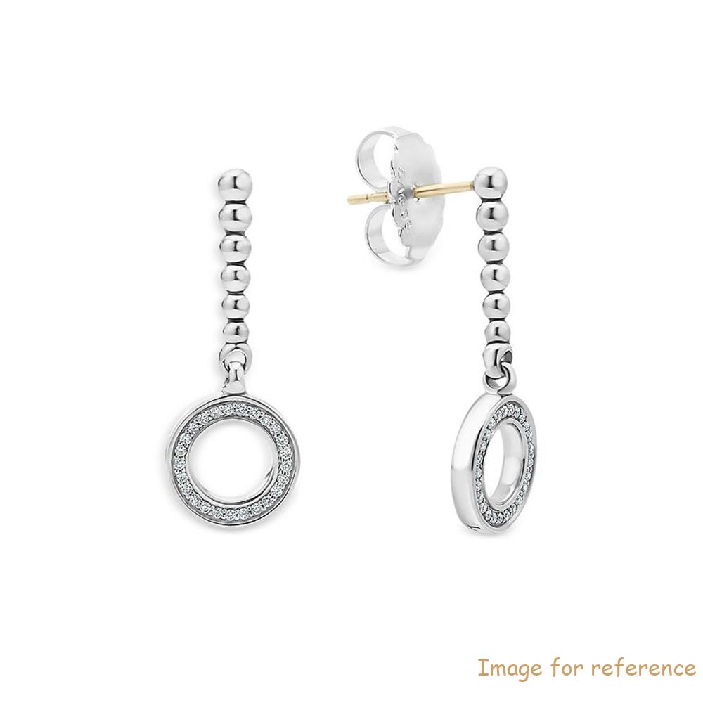 Custom Made Gift for Women Jewelry In Sterling Silver Caviar Spark CZ Circle Drop Earrings