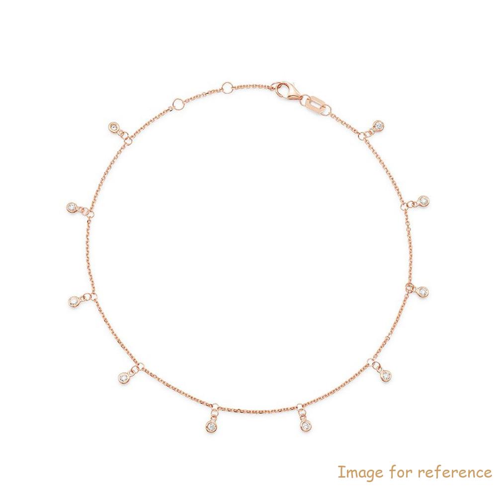 Custom jewelry wholesale CZ Bezel Droplet Ankle Bracelet in 14K White Gold or 14k Rose Gold Vermeil