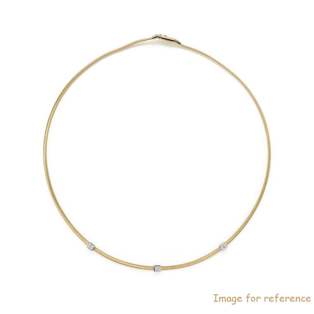 Custom made 925 silver plated 18K Yellow Gold Masai Three Station CZ Necklace