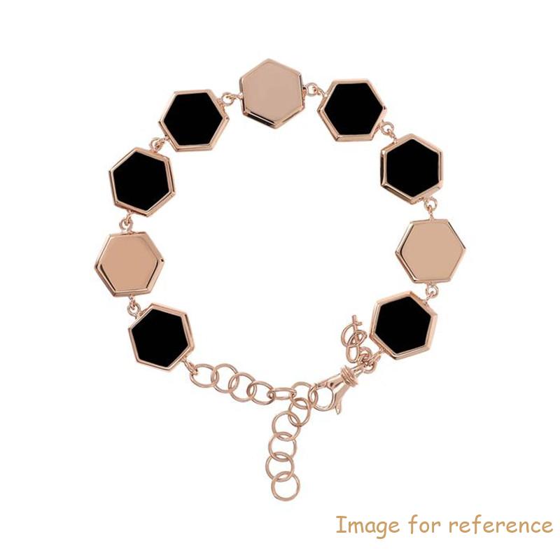 Bạc Sterling tùy chỉnh (Ag-925) Vòng đeo tay và chuỗi nhiều hình lục giác với lớp phủ