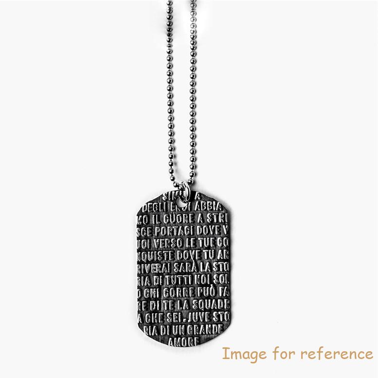 Custom mens jewelry for juventus army data necklace in 925 sterling silver